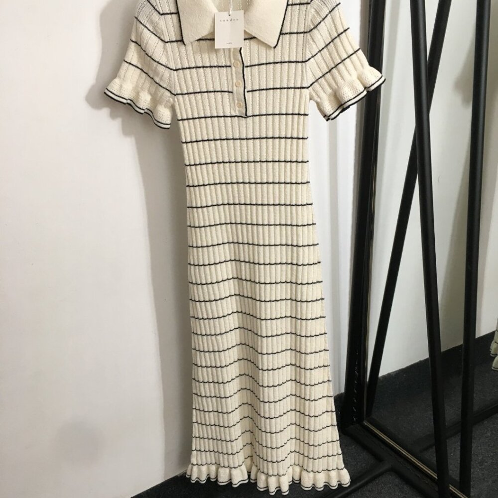Sandro striped short-sleeved knit dress - Picture 8 of 9
